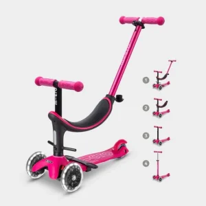 Patinete Micro Mini 4 en 1 Deluxe Led Rosa Micro