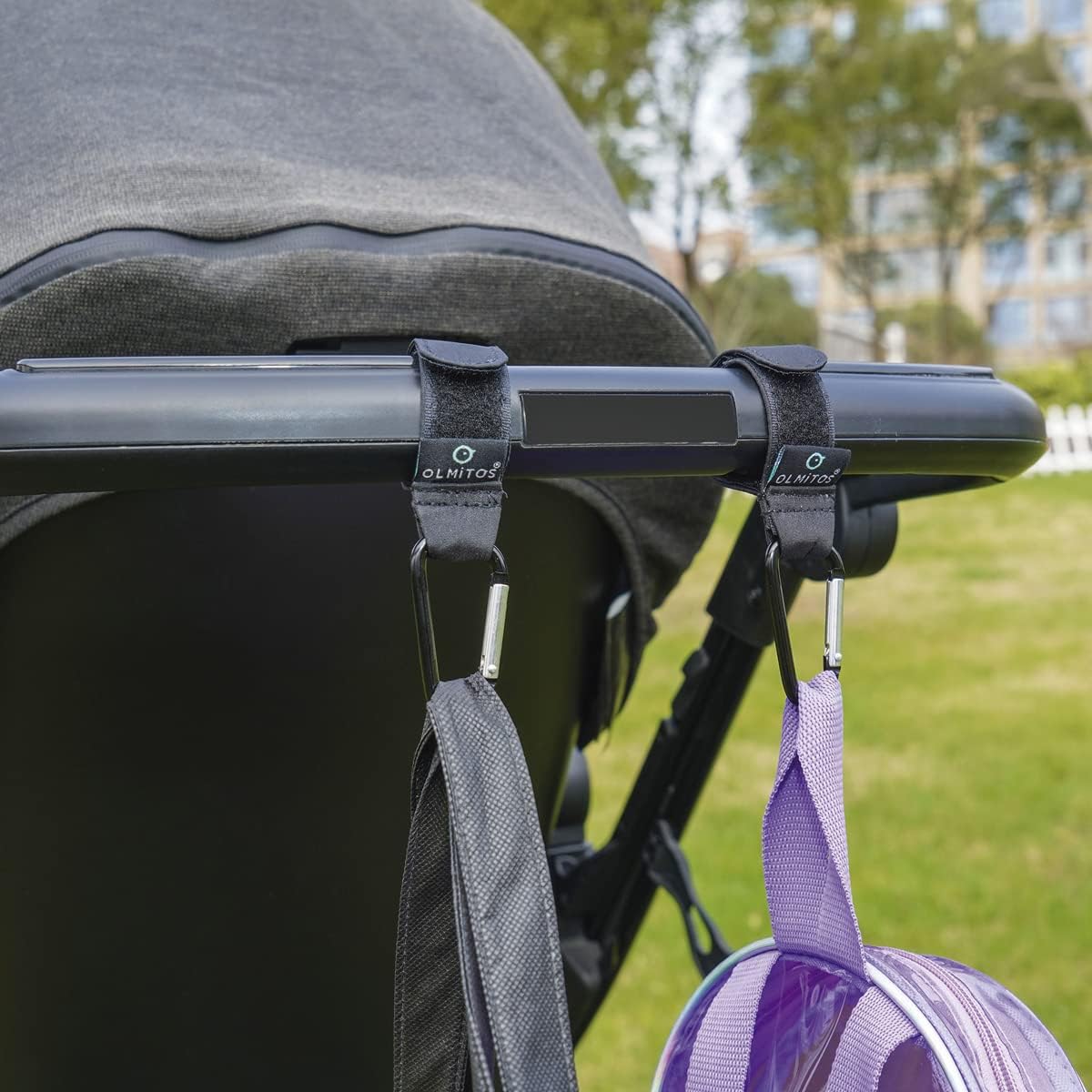 Ganchos Mosquetón Universal con Velcro para Cochecito de Olmitos - Imagen 5