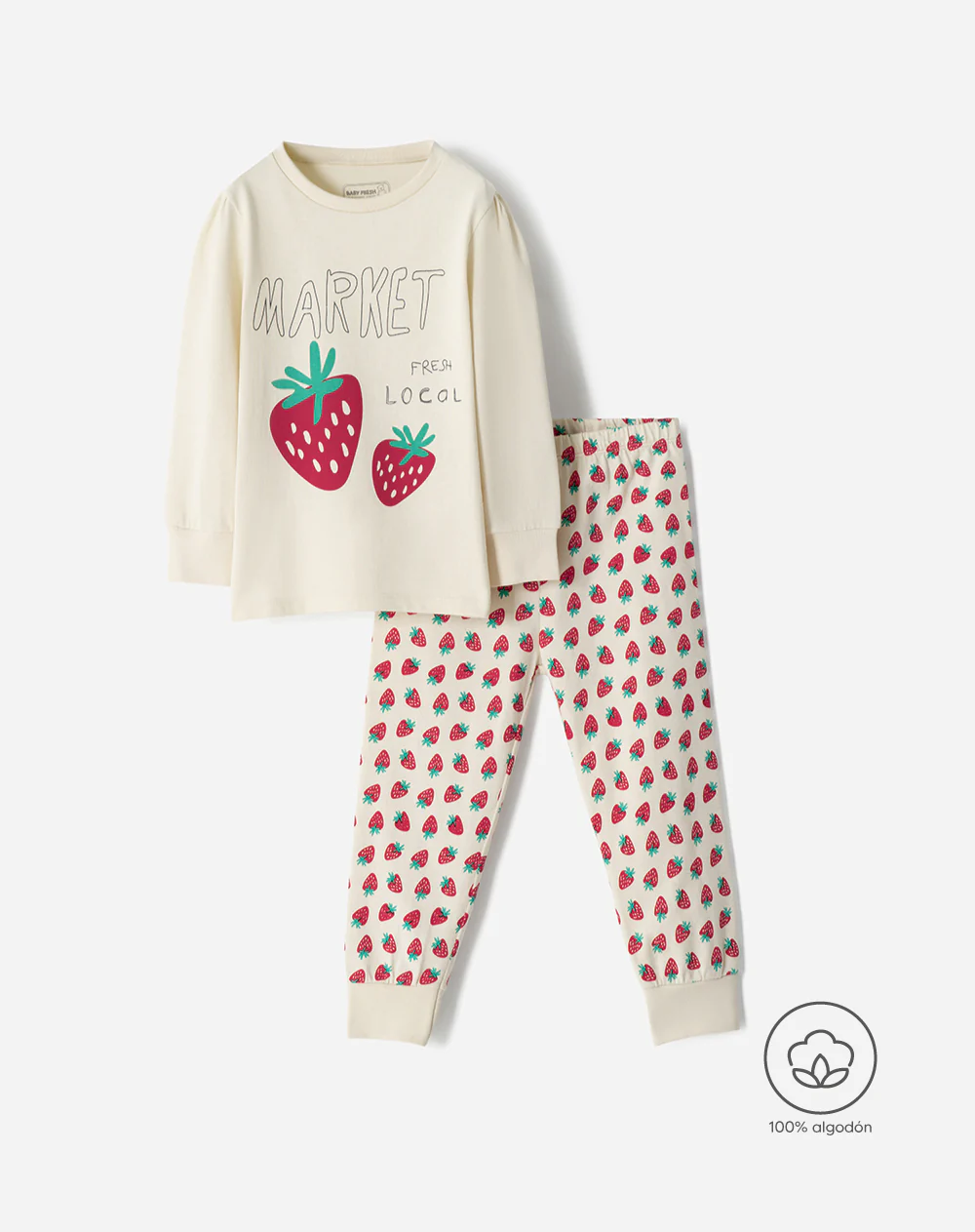 Pijama buzo + pantalón algodón estampada niña