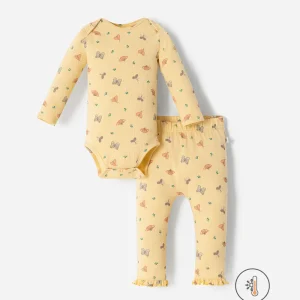Conjunto body + pantalón acanalado estampado bebé niña