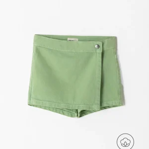 Falda short tiro alto algodón verde niña