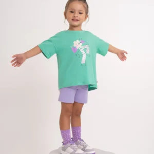 Camiseta regular algodón estampado brillante niña