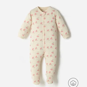 Pijama bebé niña algodón cierre doble sentido beige