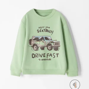 Buzo regular algodón verde estampado niño