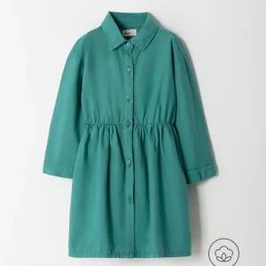 Vestido camisero midi algodón verde niña