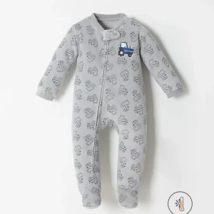 Pijama bebé niño cierre doble sentido gris